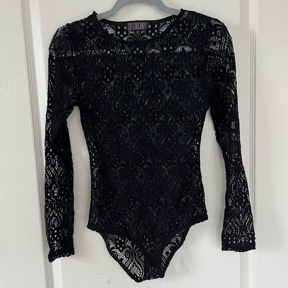 Cotton Candy Tops - Cotton Candy Long Sleeve Lace Bodysuit